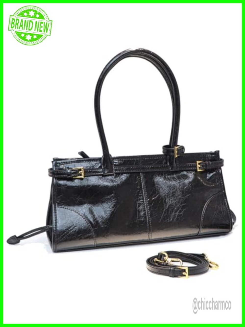 Faux Leather Baguette Shoulder Bag Crossbody Handbag